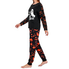 DAKIMOE Halloween Pajamas Family Matching Glow In The Dark Halloween Print Long Sleeve PJs Set Outfits 2 Pieces Cotton Loungewear Sleepwear for Adult Men Women Kids Toddler, Mom-M