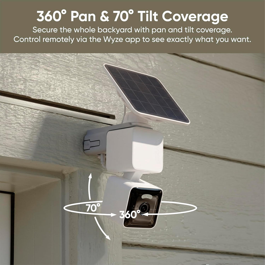 Wyze Solar Cam Pan 2K Outdoor Wireless Security Camera - Solar Powered, 360 Pan Tilt