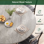 Hijob 42in Round Dining Table for 4, Kitcen Table Sturdy Wood Kitchen & Dining Room Furniture, Gray