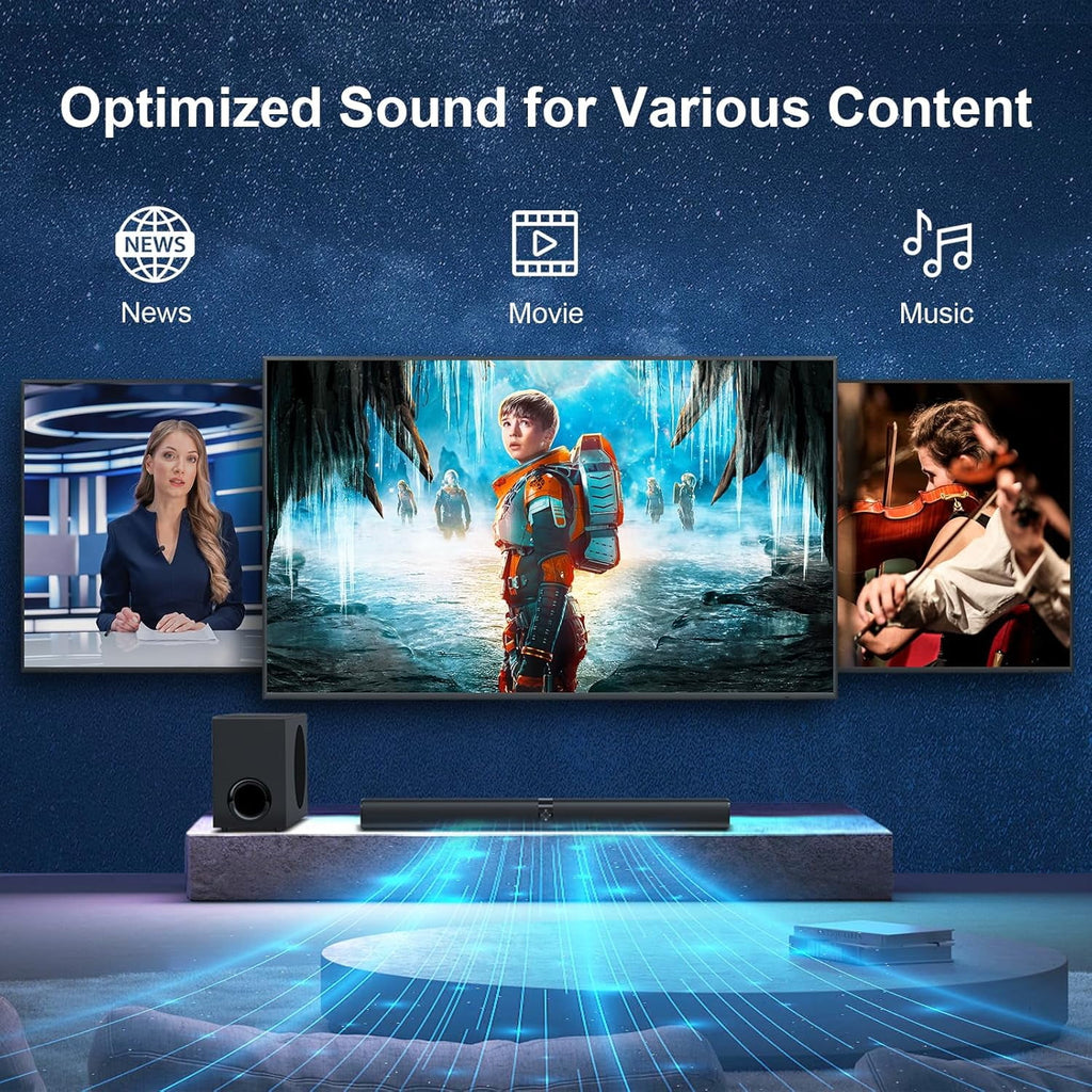 Cowin Sound Bar for Smart TV, 110W Sound Bar with Subwoofer, 2 in 1 Detachable Bluetooth Soundbar for TV with Deep Bass & Volume Boost & 3 Equalizer