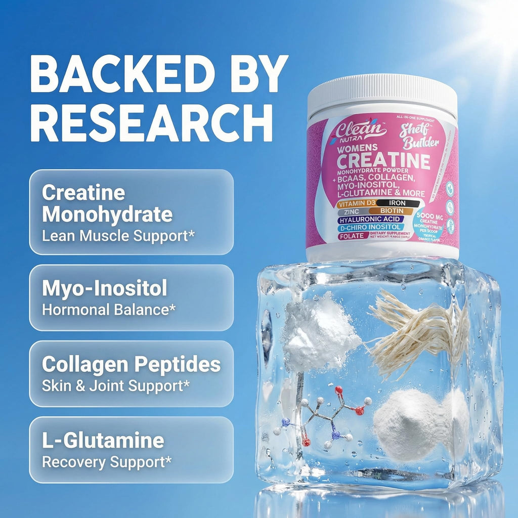 Creatine for Women | Creatine Monohydrate + BCAA Powder Myo-Inositol Collagen Biotin Hyaluronic Acid Folate L Glutamine Vitamin D3 Iron Zinc D-Chiro