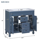 36'' Bathroom Vanity Set With Ceramic Sink Top, Mirror Cabinet, 2 Doors And 2 Drawers - Gray
