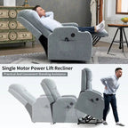 Lazy Boy Power Lift Recliner Chair With Massage, Lumbar Heating, USB Port And Cup Holders - Single Motor