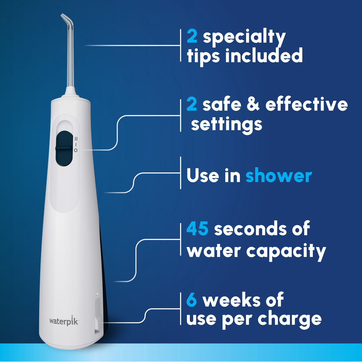 Waterpik Cordless 1200 Water Flosser with 2 Settings, 2 Tips, ADA Accepted