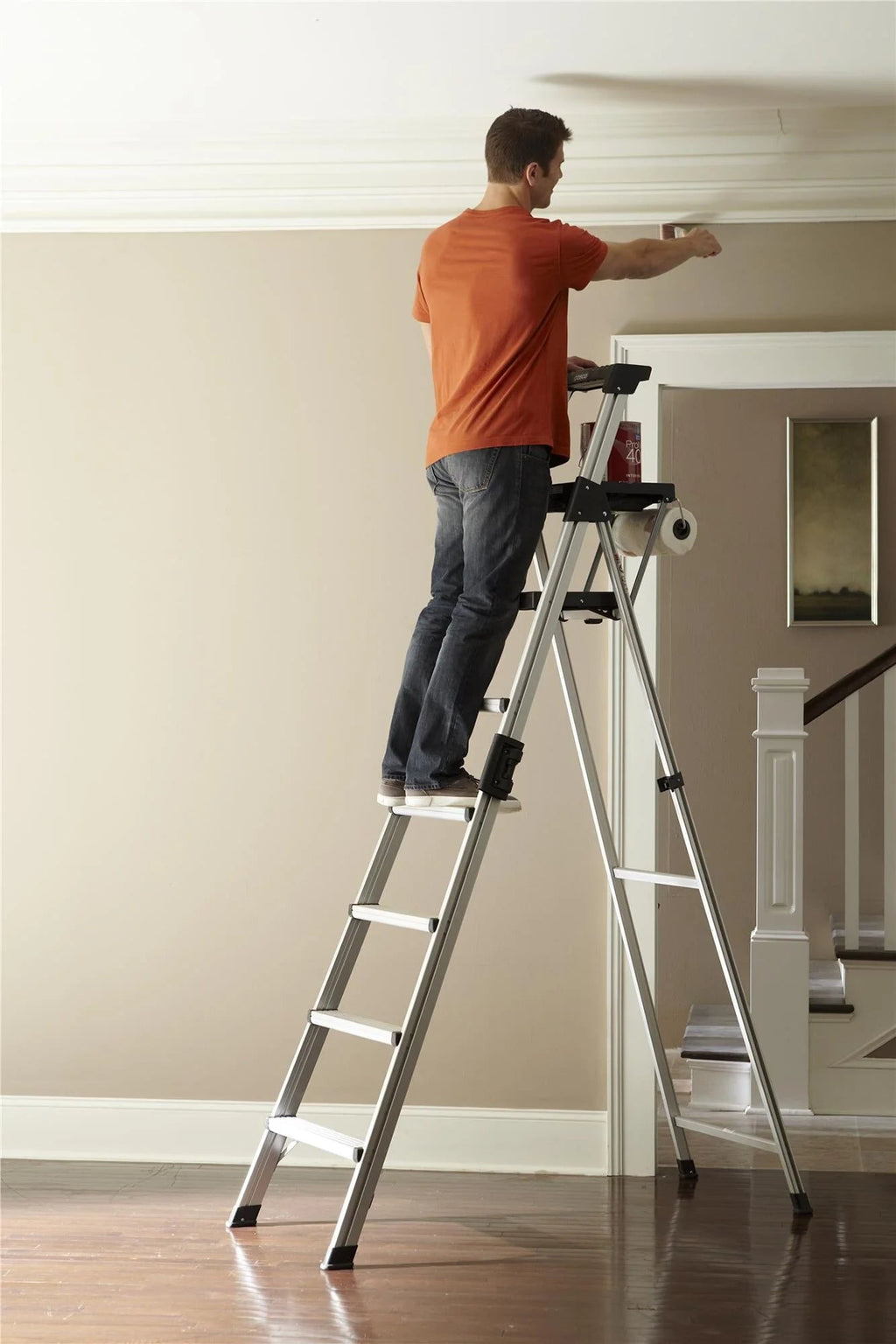 Cosco Signature Series Aluminum Folding Step Ladder 8 Ft 300 Lb Type IA - 12 Ft Max Reach