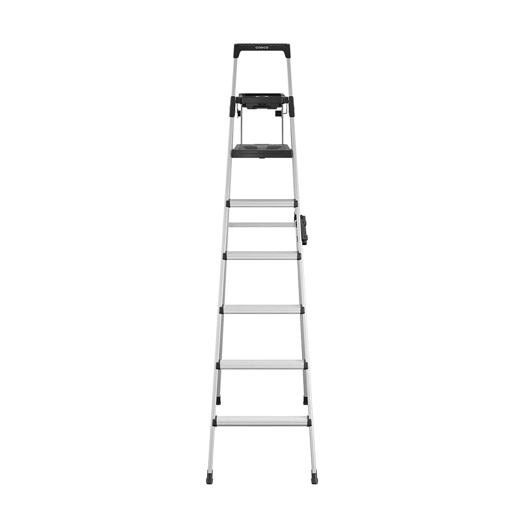 Cosco Signature Series Aluminum Folding Step Ladder 8 Ft 300 Lb Type IA - 12 Ft Max Reach