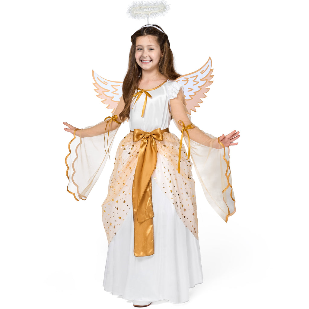 Joyfy Halloween Angel Costume for Girls, Angel Dress for Kids, Guardian Angel Set for Halloween Costumes Themed Party Cosplay