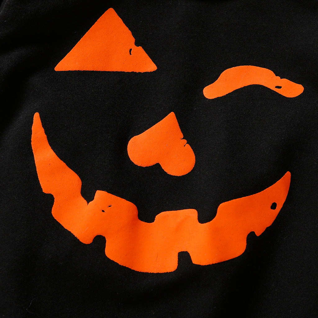 PatPat Halloween Clothes Toddler Boys Girls Sweatshirts Hoodies Pumpkin Face Kids Pullover Long Sleeve Graphic Tees