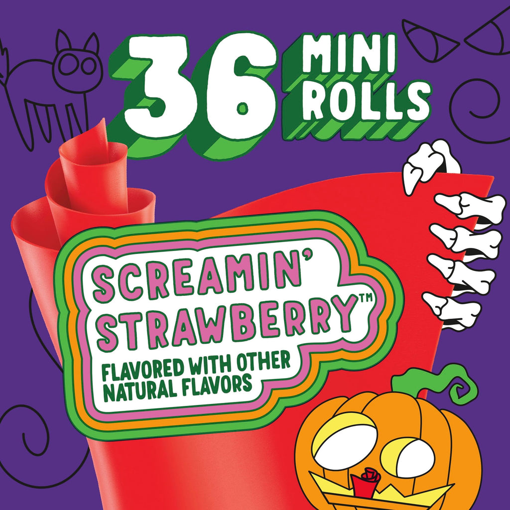 Fruit Roll-Ups Mini Rolls, Screamin' Strawberry Fruit Flavored Snacks, 36 Count, 13.3 oz