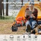 Flashfish Portable Power Station Mini Solar Generator, 98Wh 26400mAh Lithium Battery, 120W 110V AC Outlets with LED Light Backup Battery For Camping