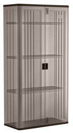 Suncast Mega Tall Resin Outdoor Storage Cabinet With 3 Shelves, Platinum Metallic