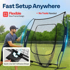 SPECSTAR 7x7Ft Baseball Softball Practice Net with Batting Tee and Carry Bag for Hitting Pitching, Black
