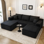 Settab Modular Sectional Sofa, 2 Seater Left-Facing Chaise, Black, 68.9 inch D x 107.5 inch W x 36.3 inch H