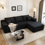 Settab Modular Sectional Sofa, 2 Seater Left-Facing Chaise, Black, 68.9 inch D x 107.5 inch W x 36.3 inch H