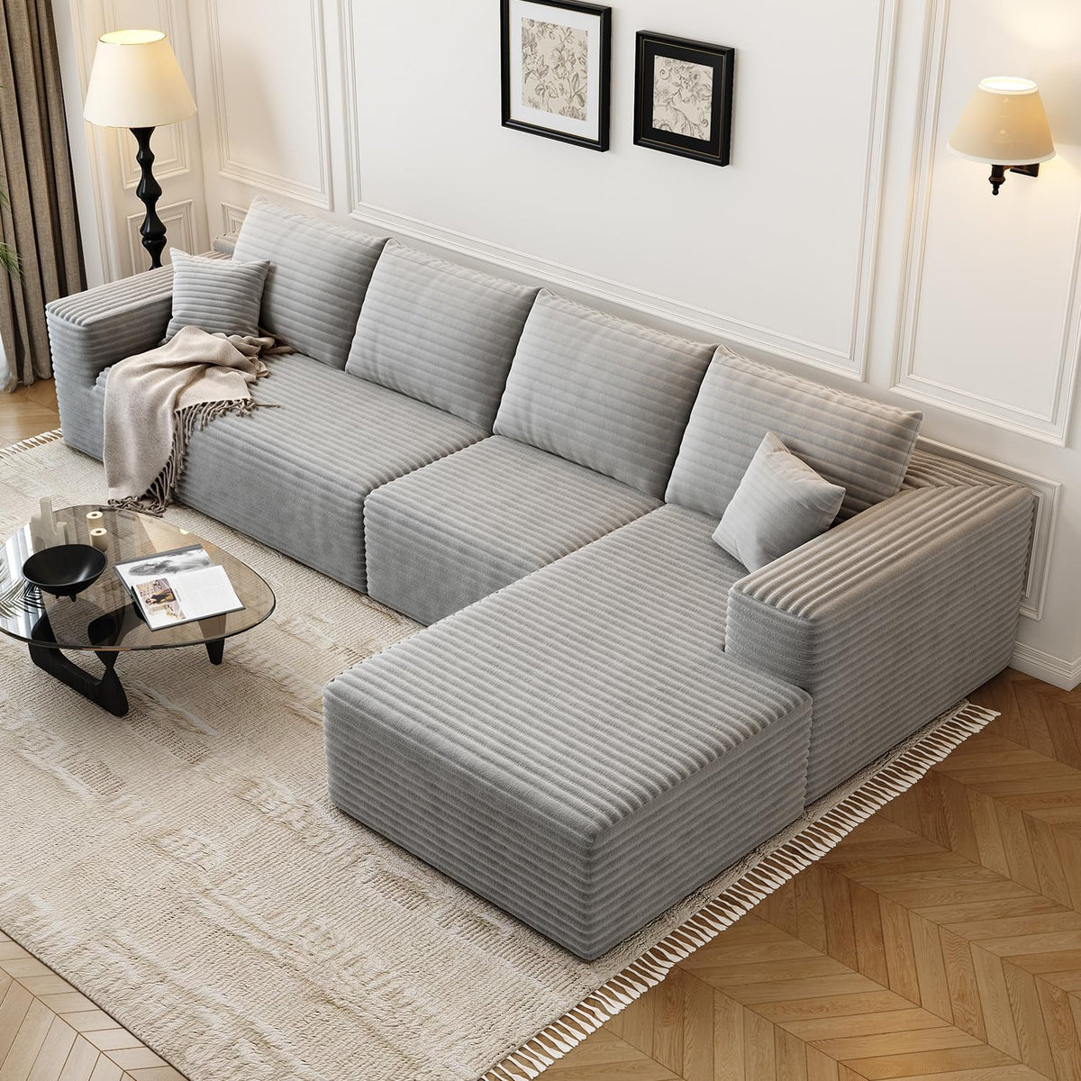 Settab Modular Sectional Sofa, 2 Seater Left-Facing Chaise, Black, 68.9 inch D x 107.5 inch W x 36.3 inch H