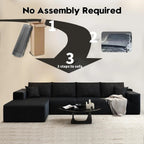 Settab Modular Sectional Sofa, 2 Seater Left-Facing Chaise, Black, 68.9 inch D x 107.5 inch W x 36.3 inch H