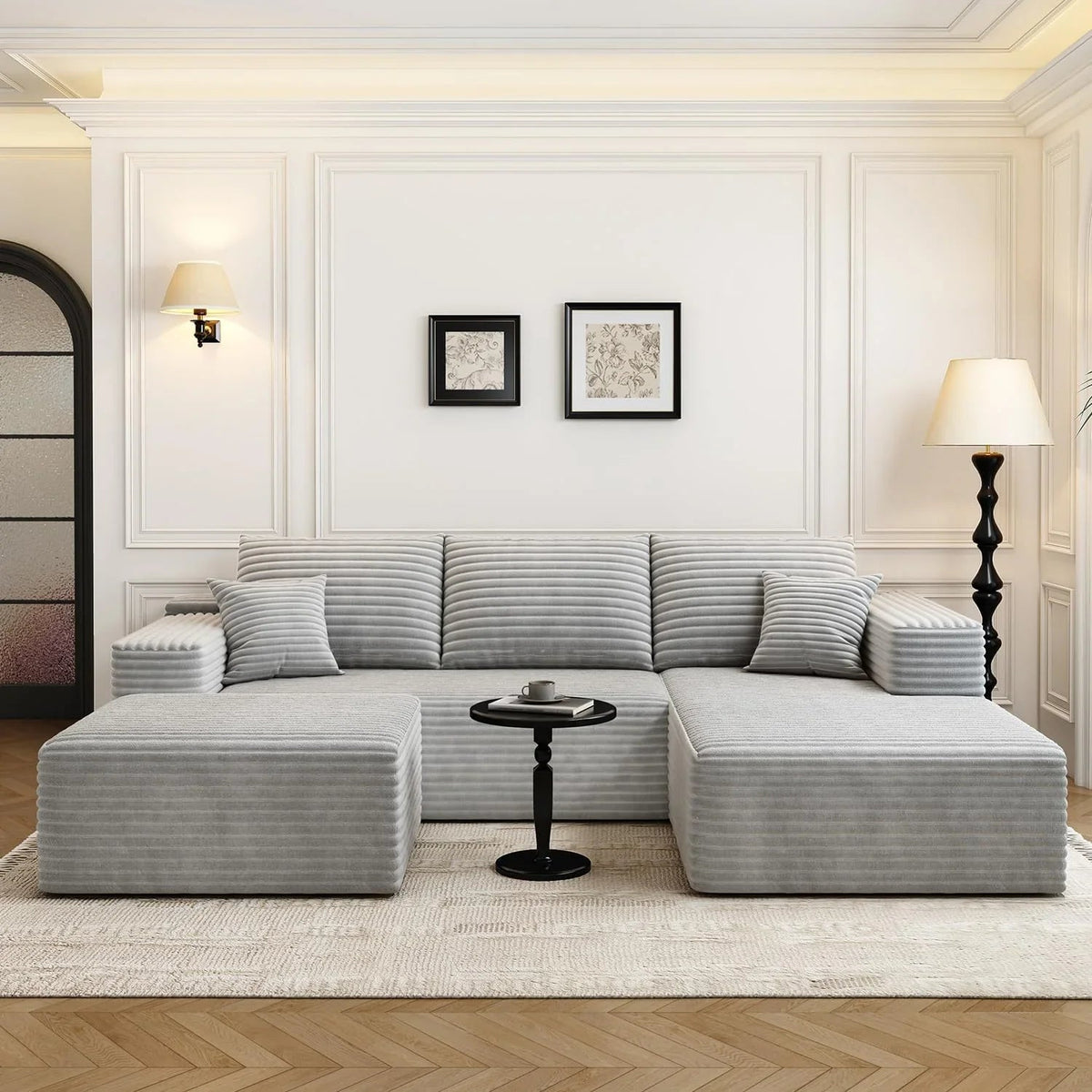 Settab Modular Sectional Sofa, 2 Seater Left-Facing Chaise, Black, 68.9 inch D x 107.5 inch W x 36.3 inch H