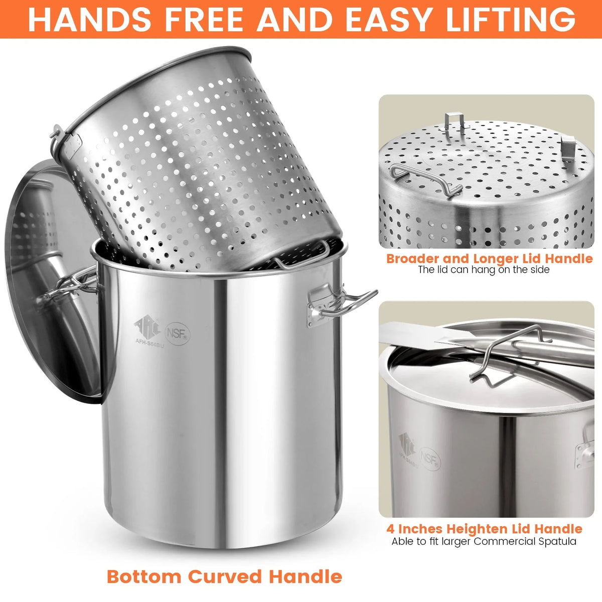 100QT Stainless Steel Seafood Boiling Kit With 82QT Basket And 200,000BTU Propane Stove