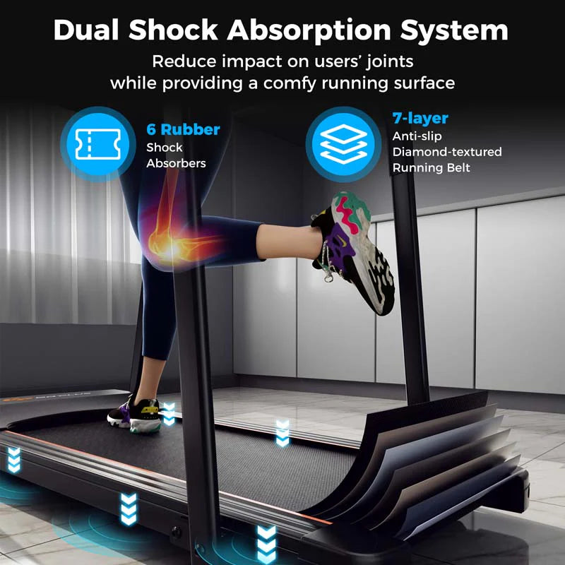 Walking Treadmill For Seniors With Long Handrails, 2.5 HP, 300 lbs Capacity, Black