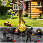 TNTANTS Electric Weed Wacker, Cordless String Trimmer with Wheels, 2Pcs 24V Batteries, 3 Types of Blades, Adjustable Length, Weed Eater Grass