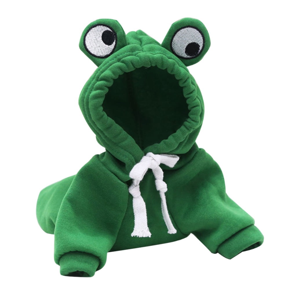 Winter Warm Plush Dog Coat Hoodie, Pet Halloween Frog Cosplay Costume for Small Dogs