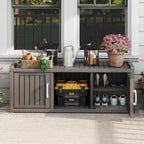 KAMABOKO Outdoor Shoe Storage Cabinet, Black, 2 Doors