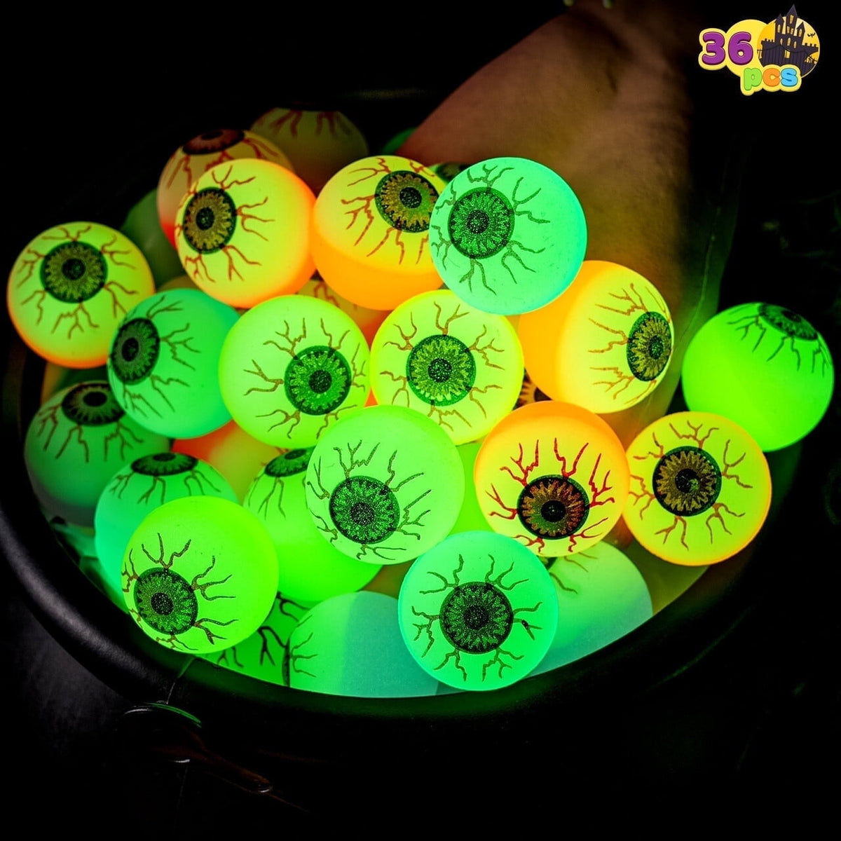 Joyfy 36 Pcs Halloween Bouncy Balls, Glow in The Dark Bouncy Balls Halloween Toys for Kids, for Trick or Treaters, Halloween Goodies, Halloween Party Favors
