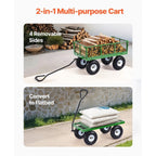 KFFKFF Steel Garden Utility Cart 900 Lbs, 38 x 22 in, 10 in Wheels, Green - V900G