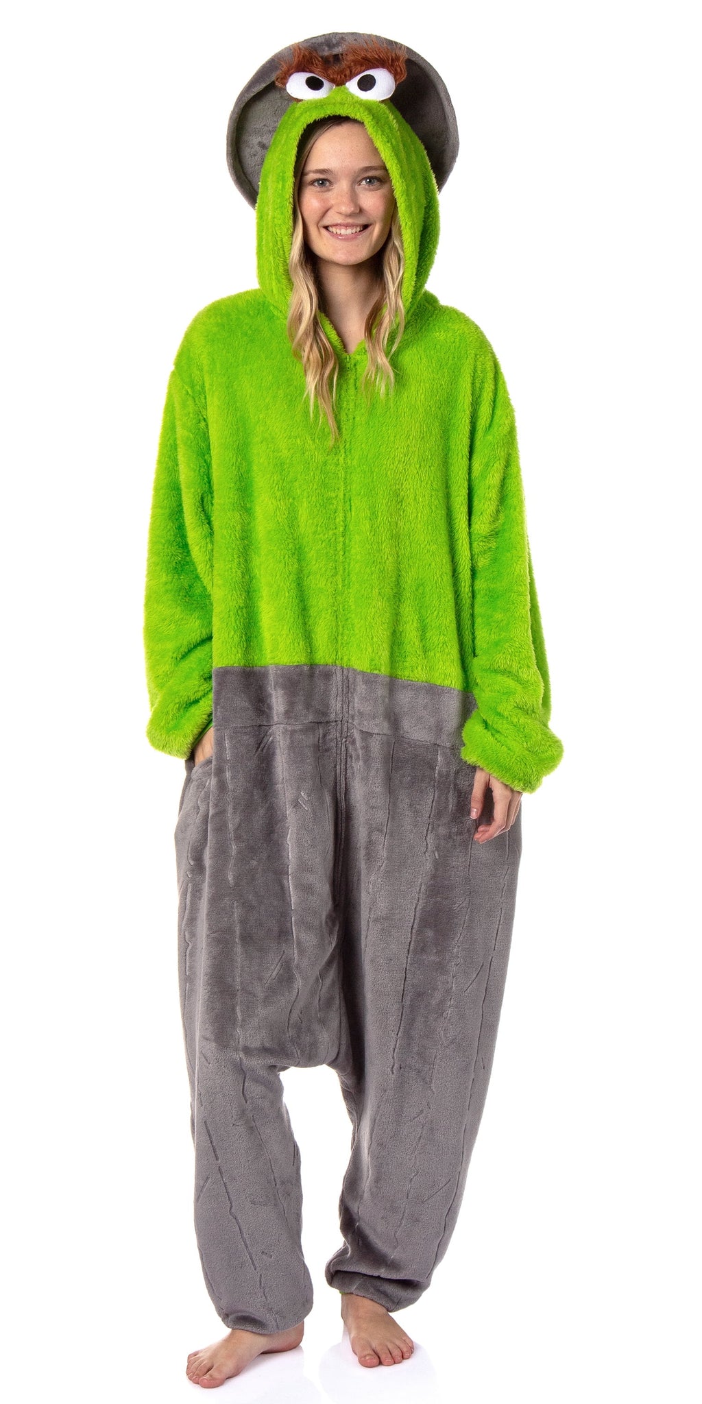 Sesame Street Union Suit Adult Kigurumi Costume Pajama Fleece Hooded One Piece
