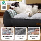 U by Bedsure Orthopedic Dog Bed for Extra Large Dogs - Extra Thick Foam XL Pet Couch Sofa with Bolster Sides, Waterproof Washable Sherpa Cover, Grey