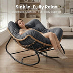 SWITTE Outdoor Rocking Chair - Oversized Wicker Papasan Egg Chair