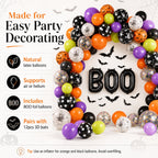 Halloween Balloons, Latex Arch Garland Kit With BOO Foil Confetti Balloons Bat Decoration Set for Halloween Party Decorations 92Pcs