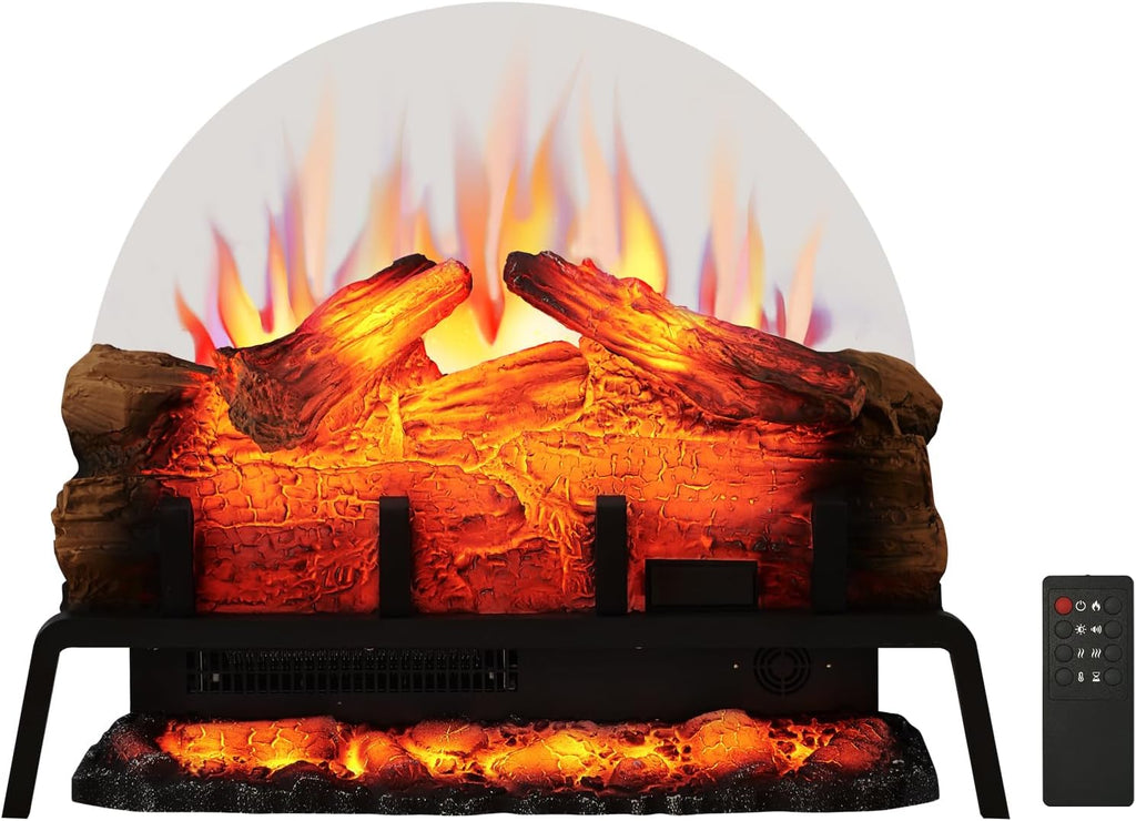 PuraFlame Free Standing Electric Fireplace Log Set Insert, 24 inch, 750W/1500W Heater