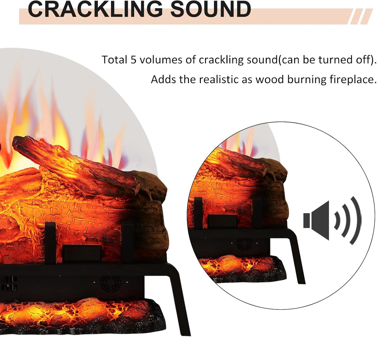 PuraFlame Free Standing Electric Fireplace Log Set Insert, 24 inch, 750W/1500W Heater