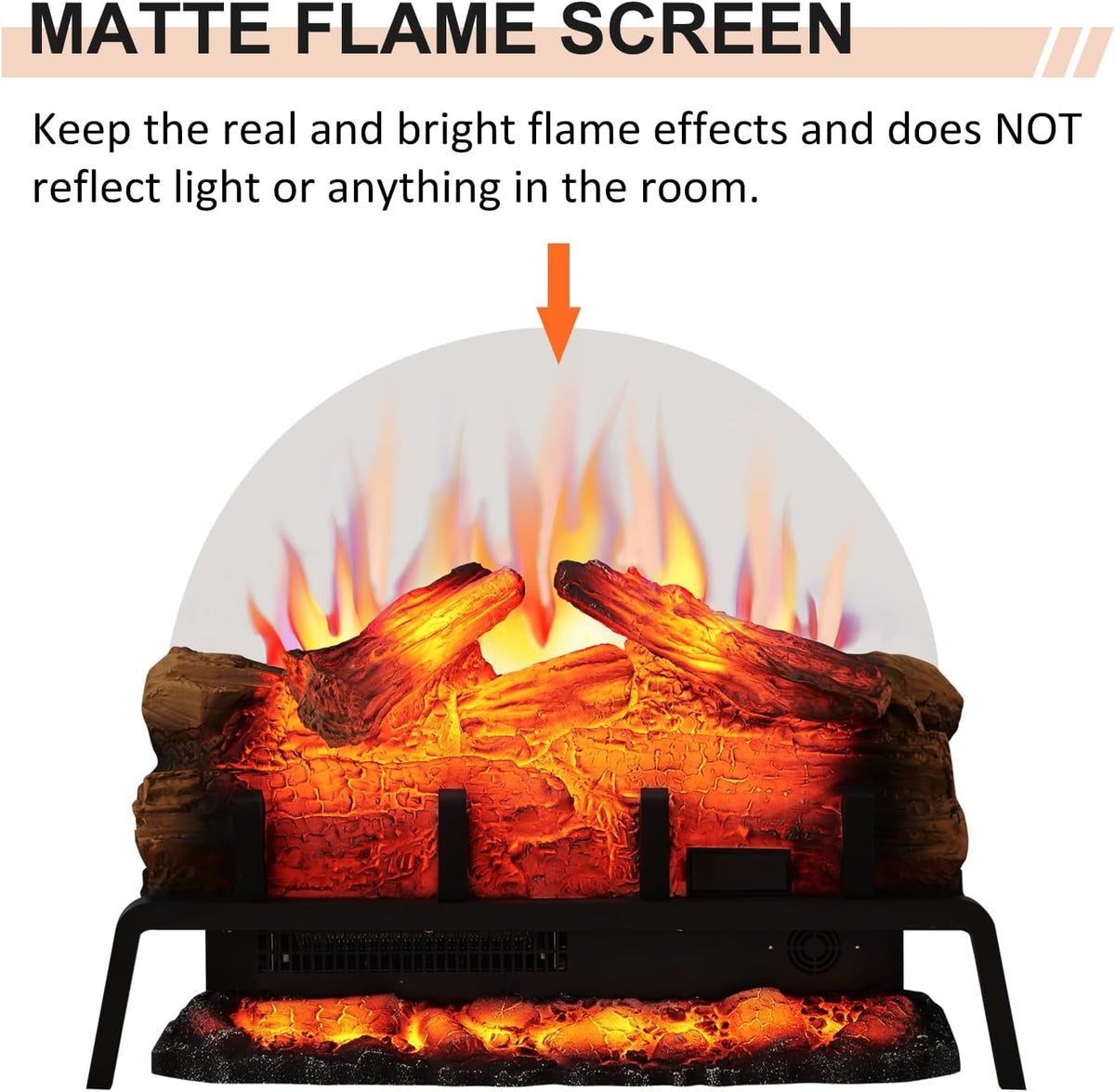 PuraFlame Free Standing Electric Fireplace Log Set Insert, 24 inch, 750W/1500W Heater