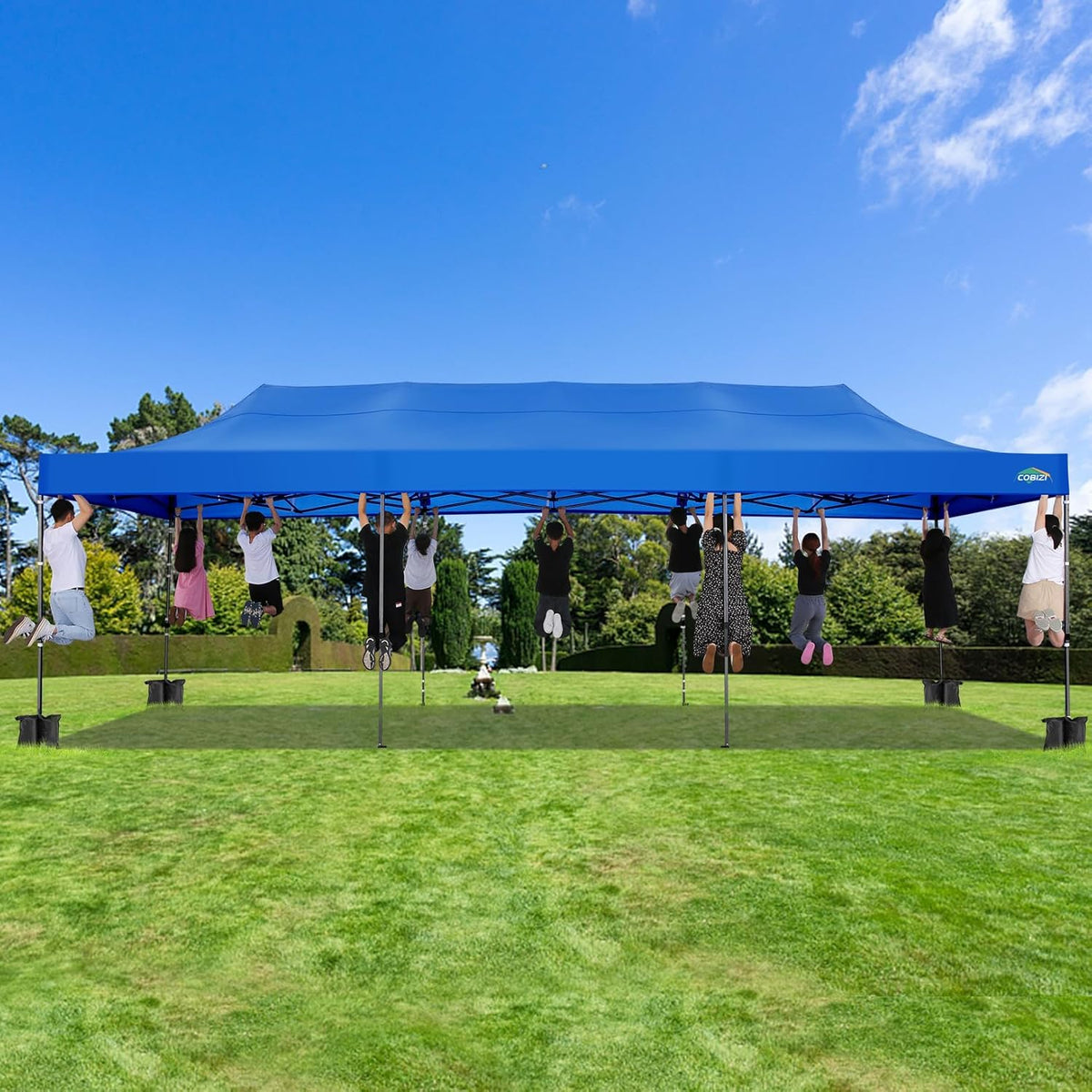 COBIZI 10x20 Heavy Duty Pop-Up Canopy Tent With 6 Sidewalls - Black