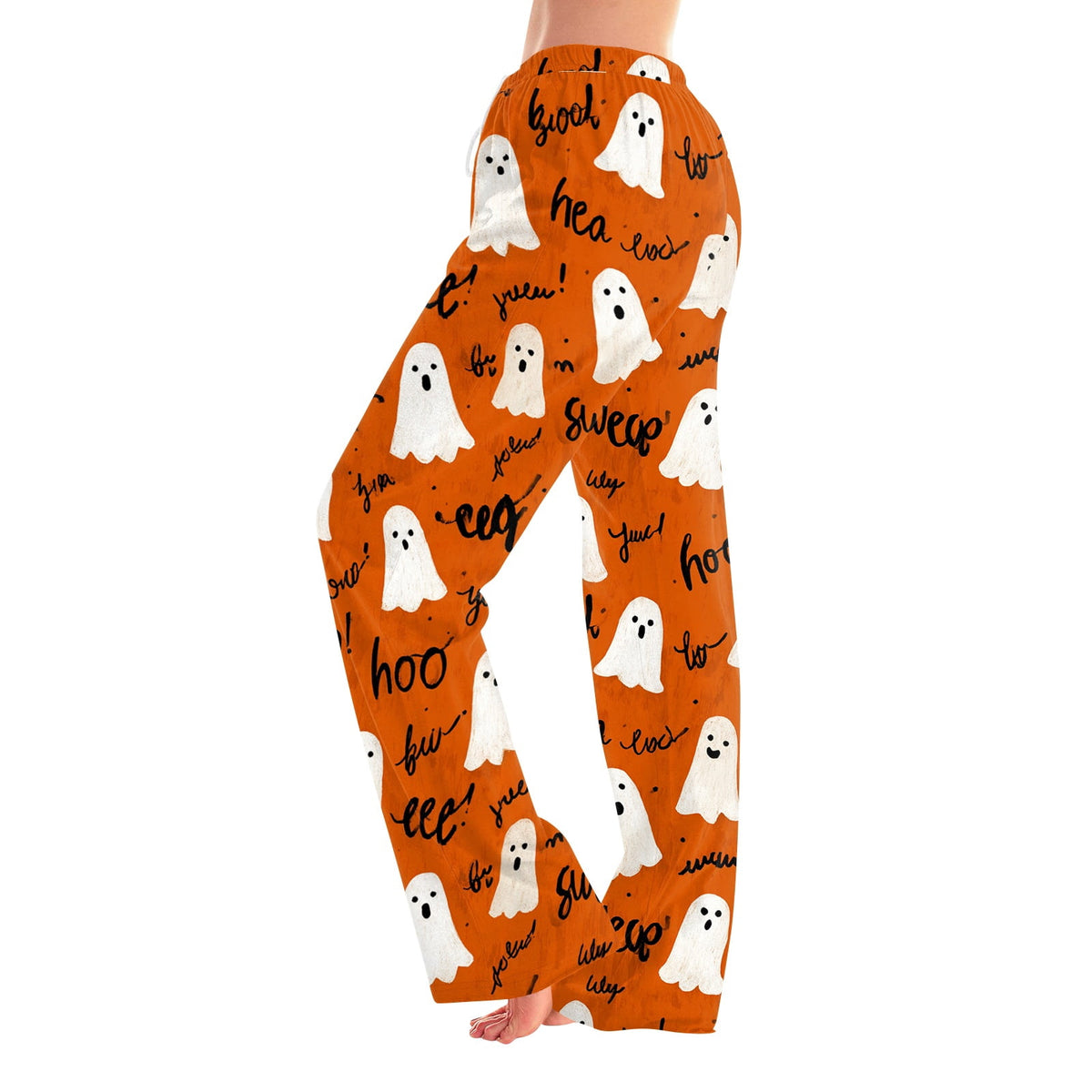 Fabrcox Halloween Womans Pajama Pants Ghost Pumpkin Candy Sleep Pants Women Fall Winter Festival Soft Lounge Pants for Women Khaki S