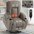 Lazy Boy Power Lift Recliner Chair With Massage, Lumbar Heating, USB Port And Cup Holders - Single Motor
