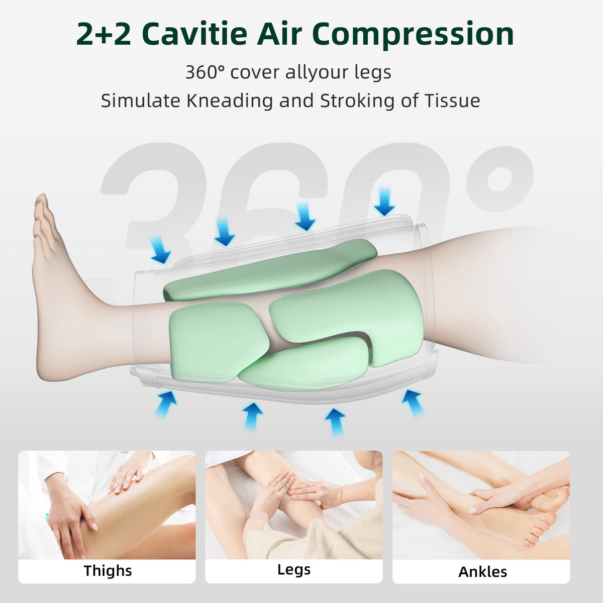 CINCOM Leg Massager for Circulation Air Compression Calf Massager for Muscles Relaxation FSA/HSA Eligible, Grey