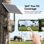 Conico 4G LTE Solar Trail Camera, 360° PTZ Game Camera for Hunting & Outdoor Security, No WiFi, 2K Night Vision