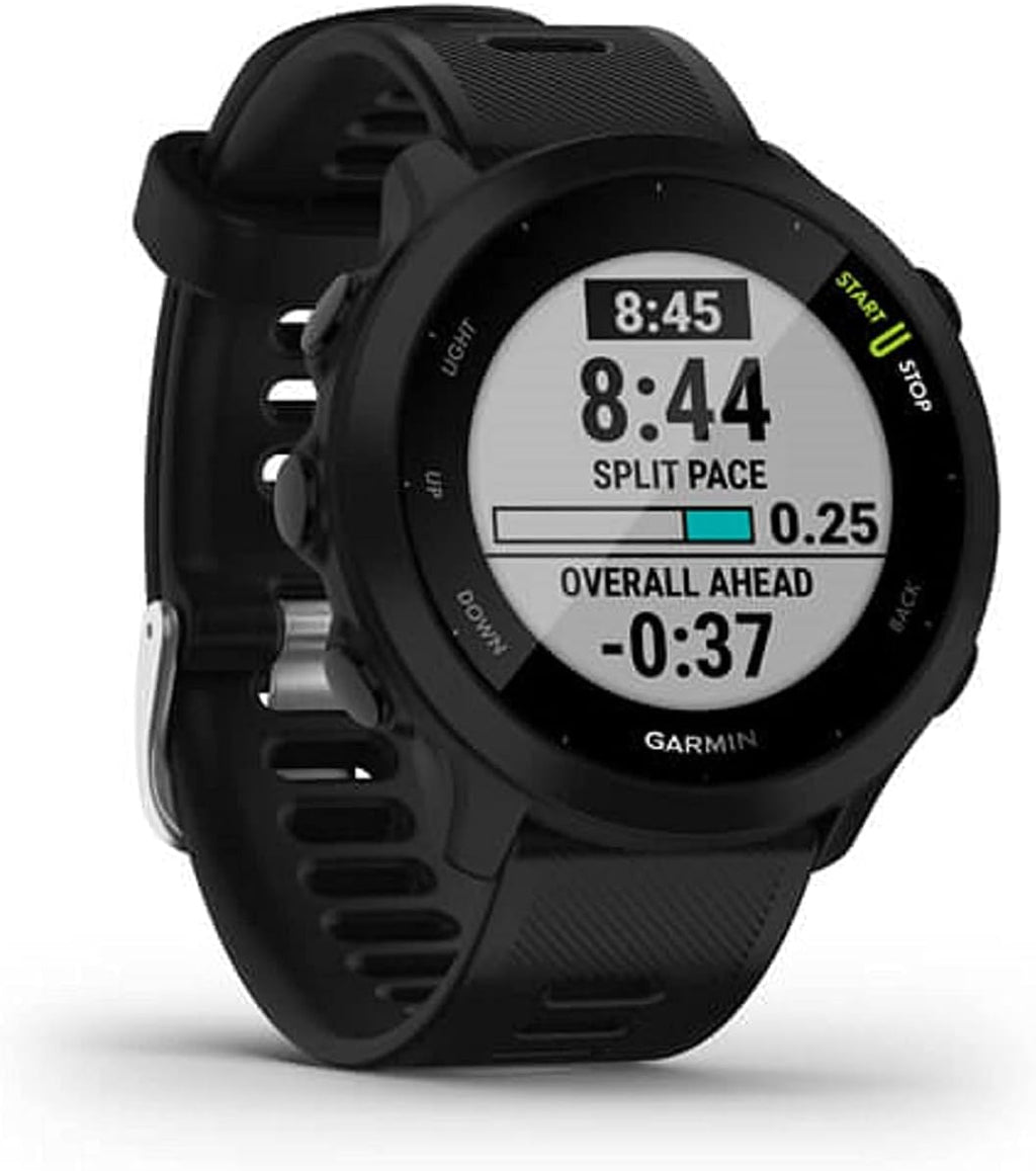 Garmin GPS Running Smartwatch With Heart Rate Monitor, 2-Week Battery, Black - Forerunner 55