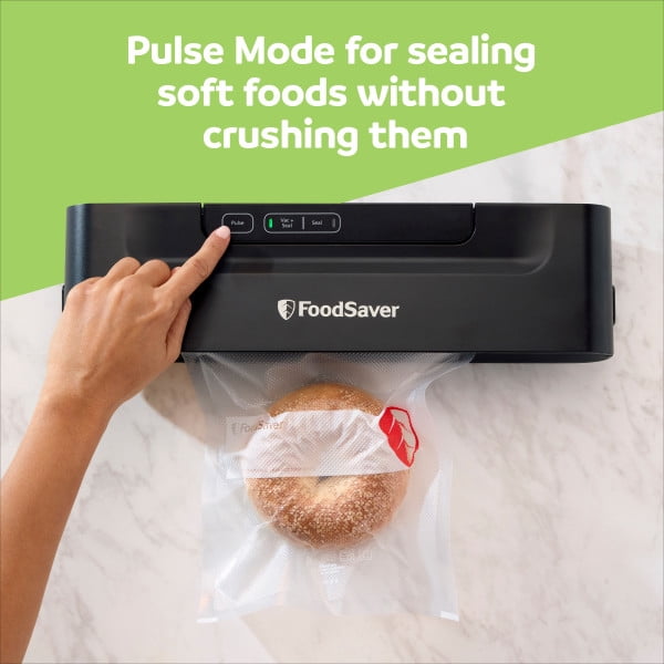 FoodSaver Seal & Save Vacuum Sealer Machine, Starter Kit with Bags, Compact Food Vacuum Sealer for Pantry, Freezer, Meal Prep & Sous Vide, Pulse