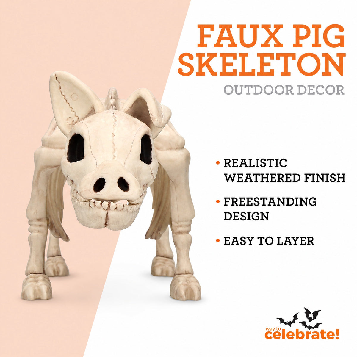Faux Pig Skeleton Decoration, 6.5", Halloween by Way To Celebrate