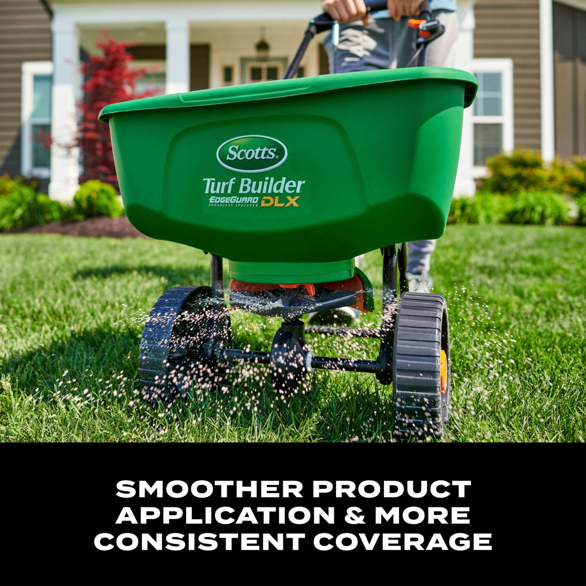Scotts Turf Builder EdgeGuard DLX Broadcast Spreader for Grass Seed, Fertilizer, Salt and Ice Melt