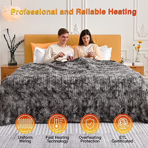 WOOMER Heated Blanket King Size 90 x 100 in Marble Grey