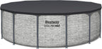 Steel Pro MAX 14 Foot x 48 Inch Round Steel Frame Above Ground Pool Set With 1,000 Filter Pump, Ladder And Cover - Gray
