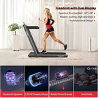 2 In 1 Folding Treadmill, 2.25 HP, 40 in x 16 in Running Area, Dual Display And App Control