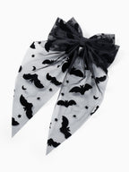 Way to Celebrate Halloween Women's Sheer Bat Hair Bow, Black, 1 Piece, Barrette Hair Clip