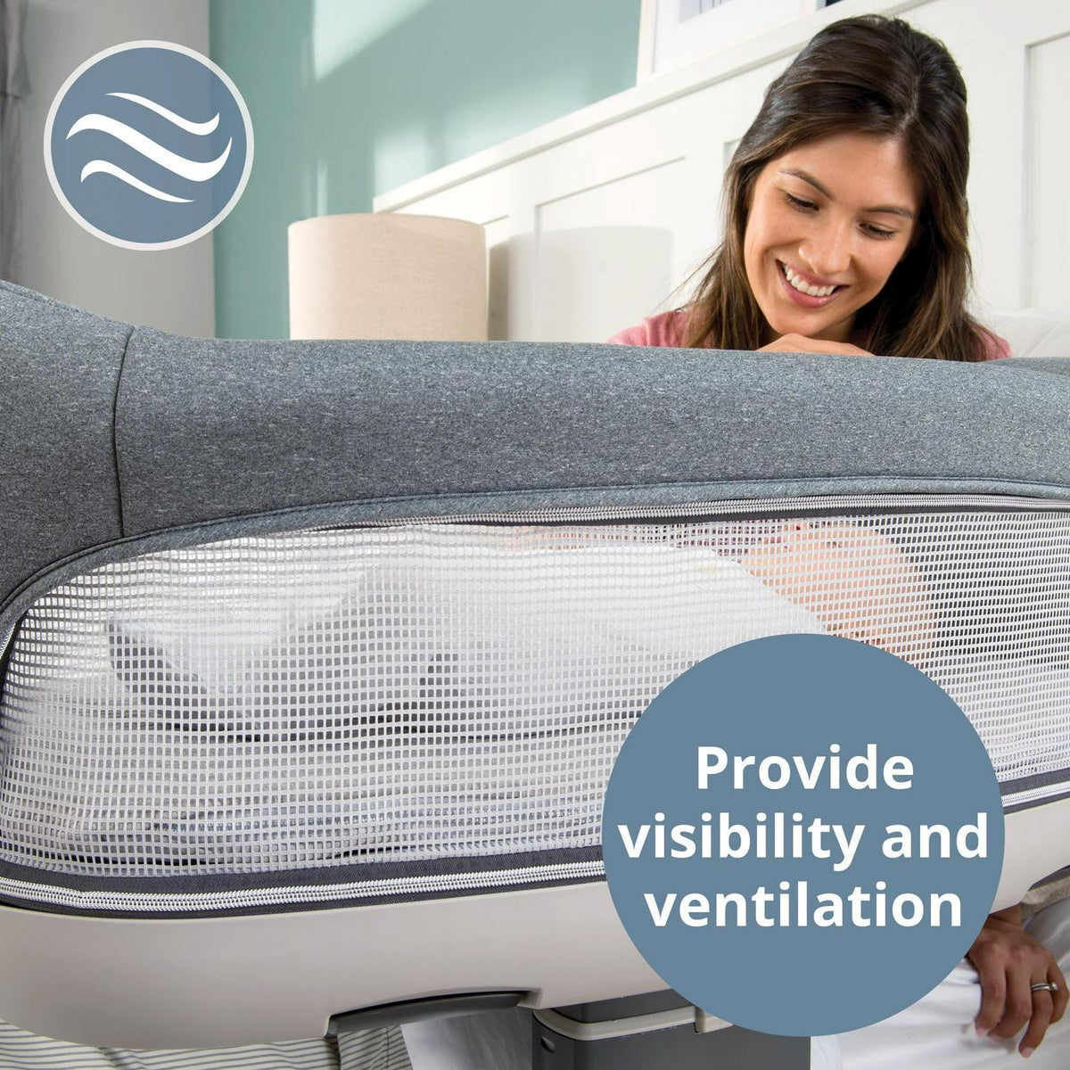 Chicco Close To You 3-In-1 Portable Bedside Bassinet And Changing Table, Heather Grey - 00079642400070