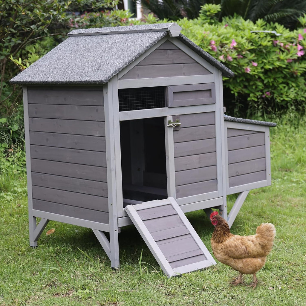 Aivituvin 40.94" Chicken Coop with Nesting Box, Weatherproof Hen House with Leakproof Pull-Out Tray, Poultry Coops for Chickens, Duck & Quail